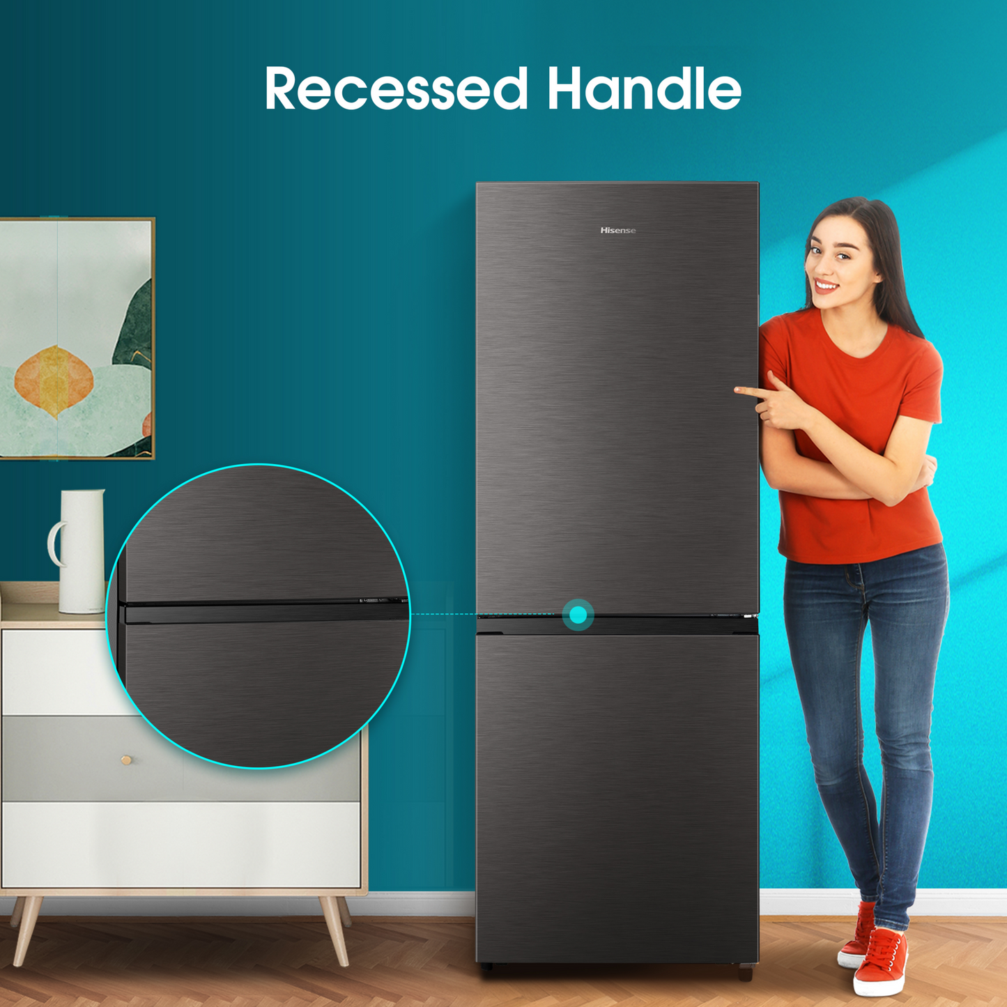 Hisense 223L Bottom Freezer Fridge-Titanium Inox H310BIT