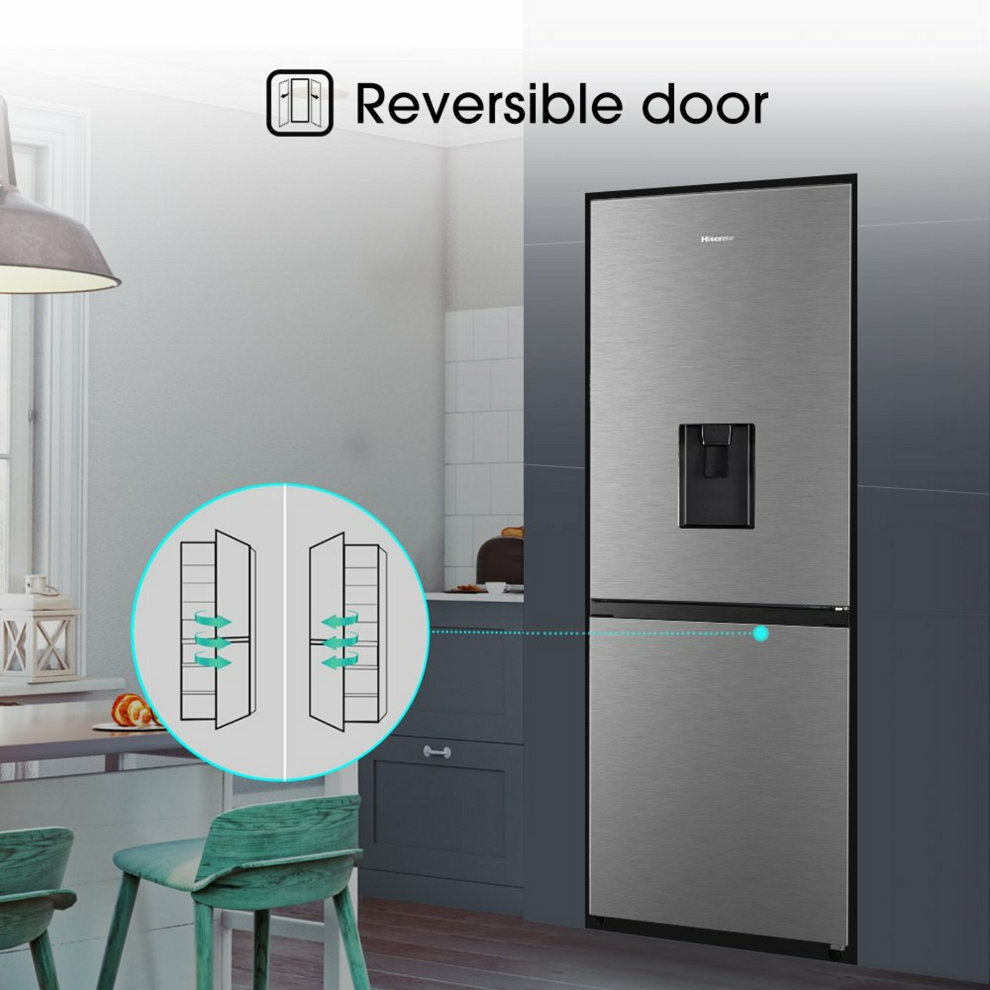 Hisense 222L Inox Fridge/Freezer Water- H310BIT-WD