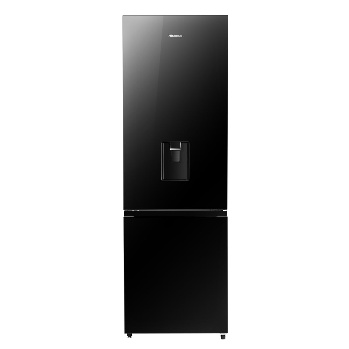 Hisense 347L Bottom Freezer Fridge with Water Dispenser - Black Glass