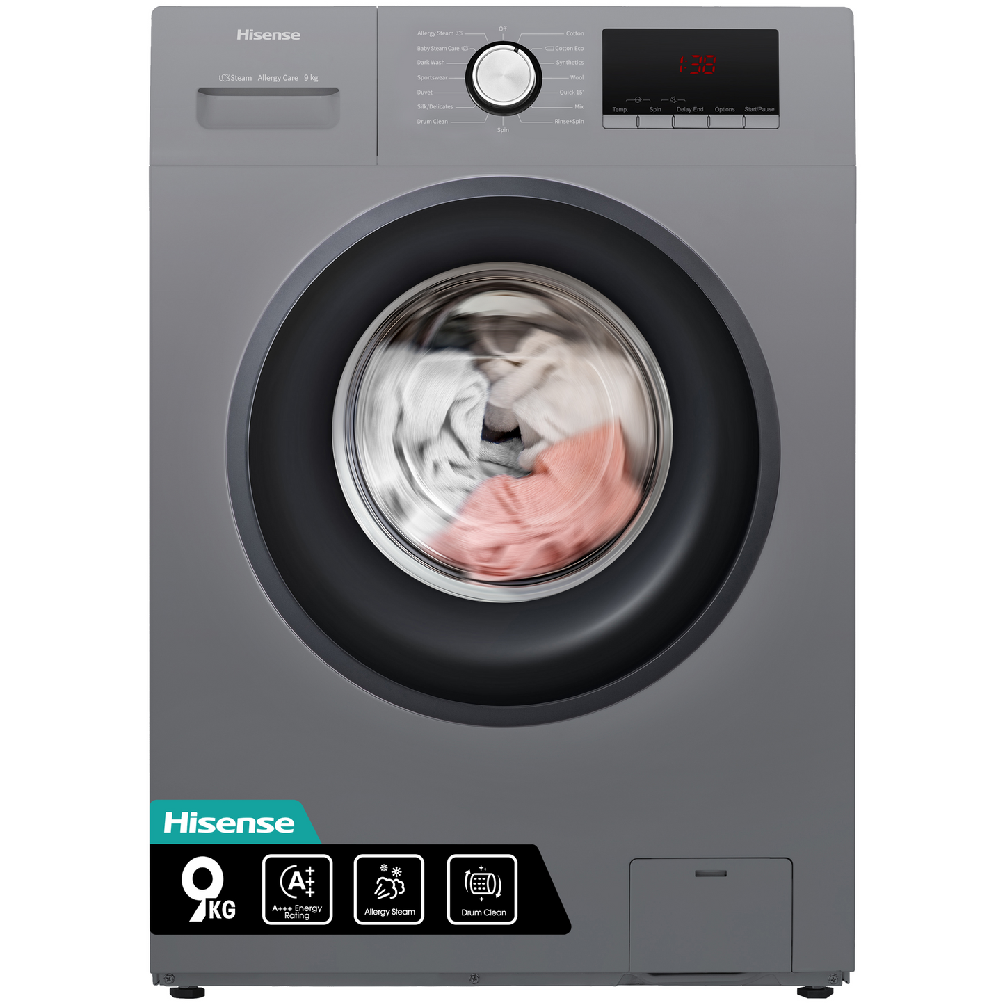 Hisense 9kg Front Loader Washing Machine with Inverter-WFQP9012VMT